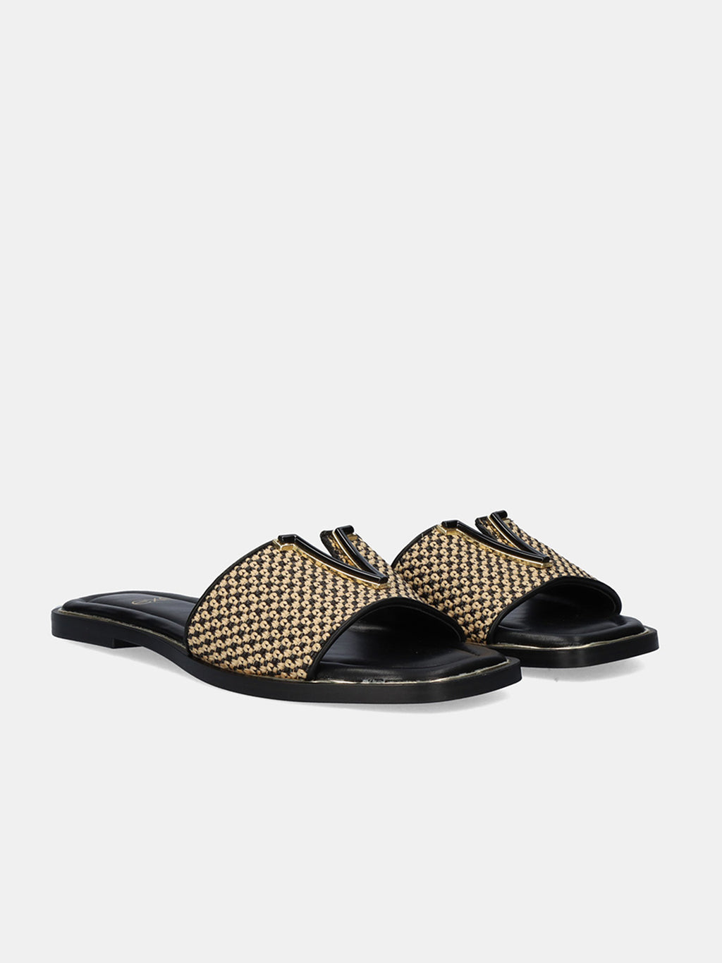 DORETA-333 RAFFIA BLK-BEIGE