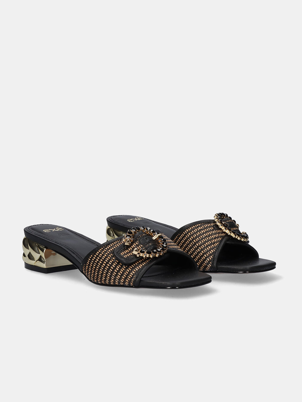 KATY-410 RAFFIA BLACK BEIGE