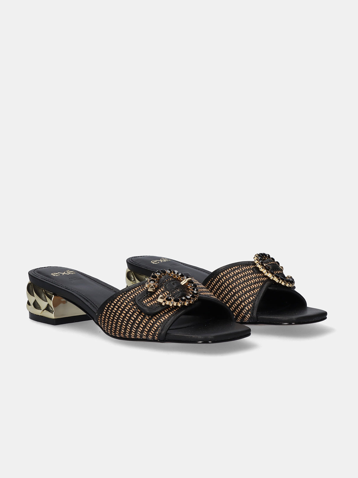 KATY-410 RAFFIA BLACK BEIGE