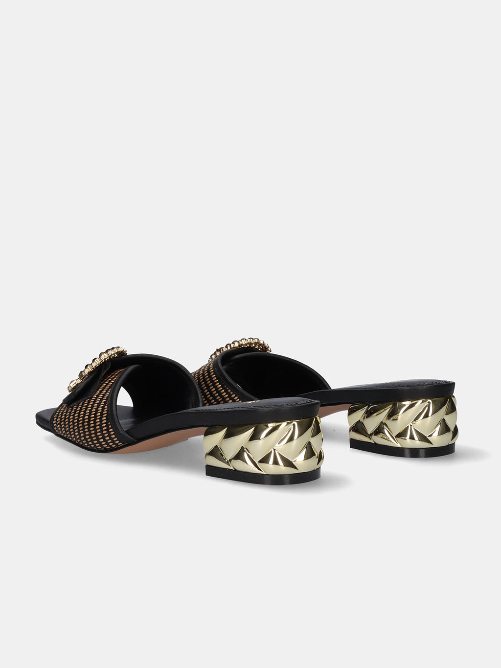KATY-410 RAFFIA BLACK BEIGE